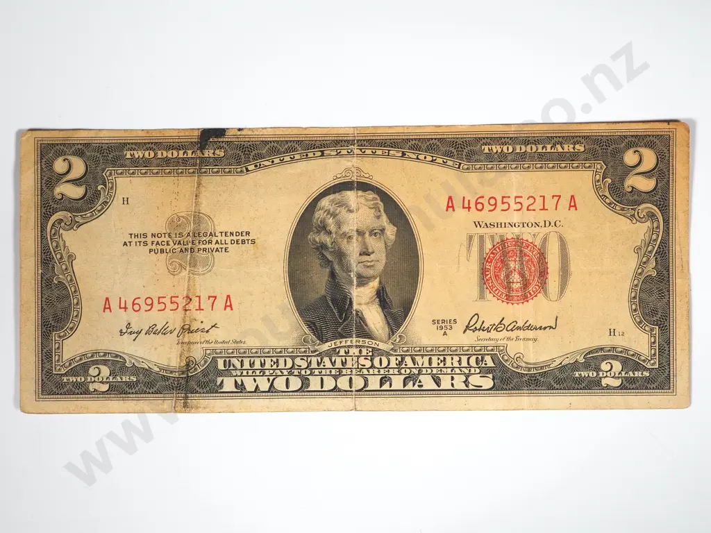 1953 Series F United States Red Seal Two Dollar Note  Image 1++