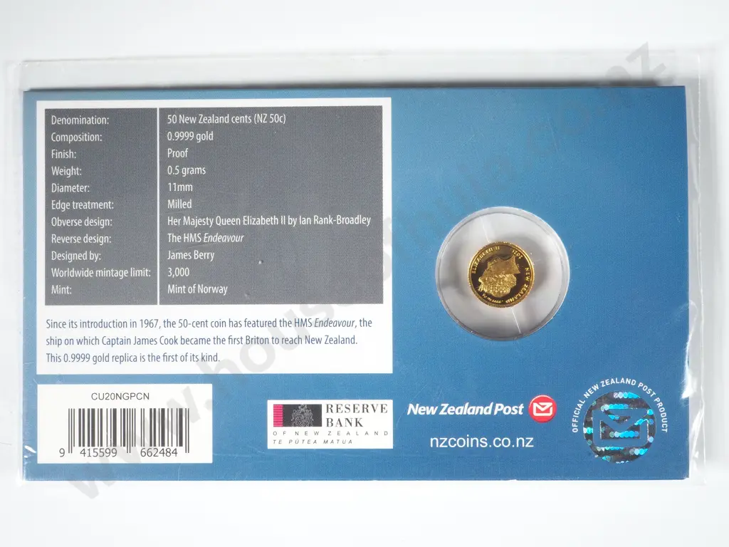 New Zealand 50 Cent .999 Pure Gold Proof Coin Image 1++