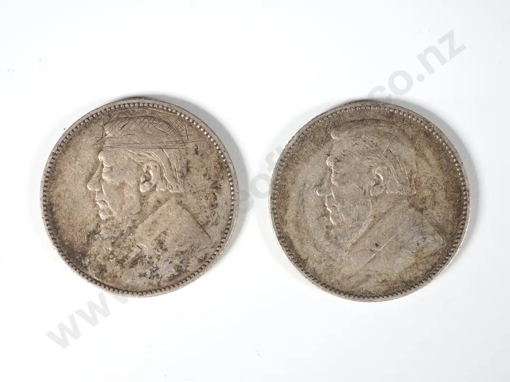 Two 1897 South Africa One Shilling Coins Image 1++