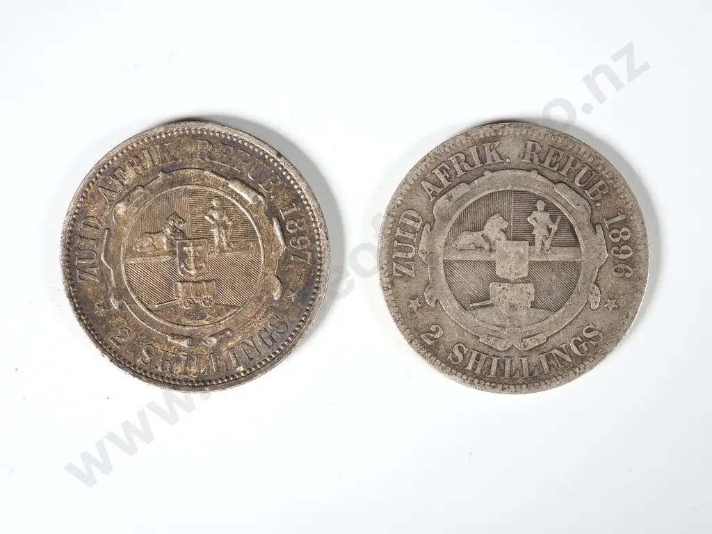 Two South Africa 2 Shilling Coins - 1896 & 1897 Image 1++