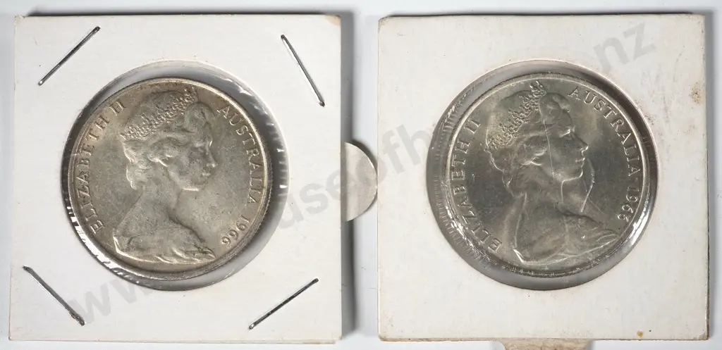 Two Australian 1966 50 Cents - EF 80% Silver Image 1++