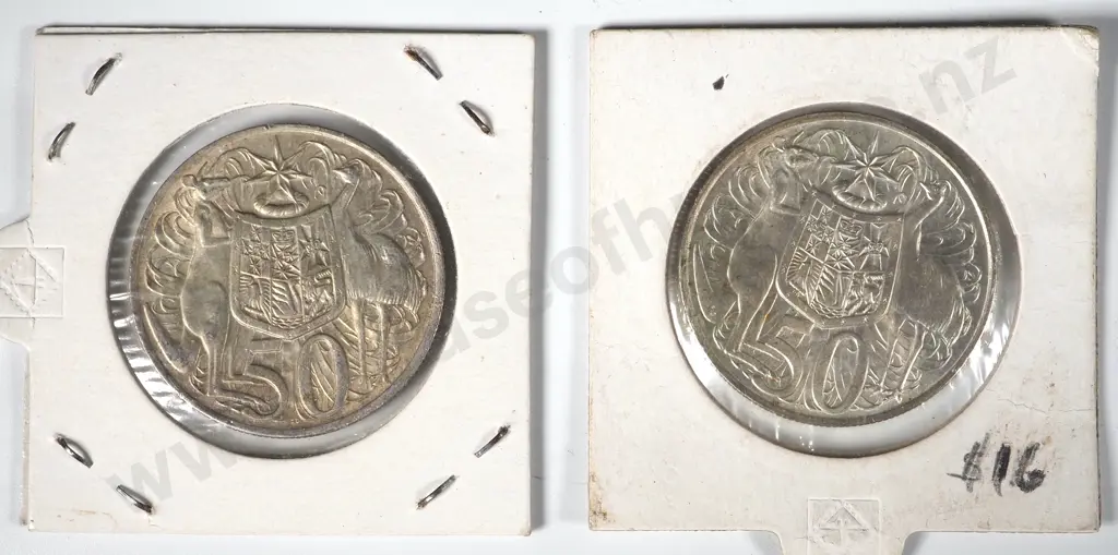 Two Australian 1966 50 Cents - EF 80% Silver Image 1++