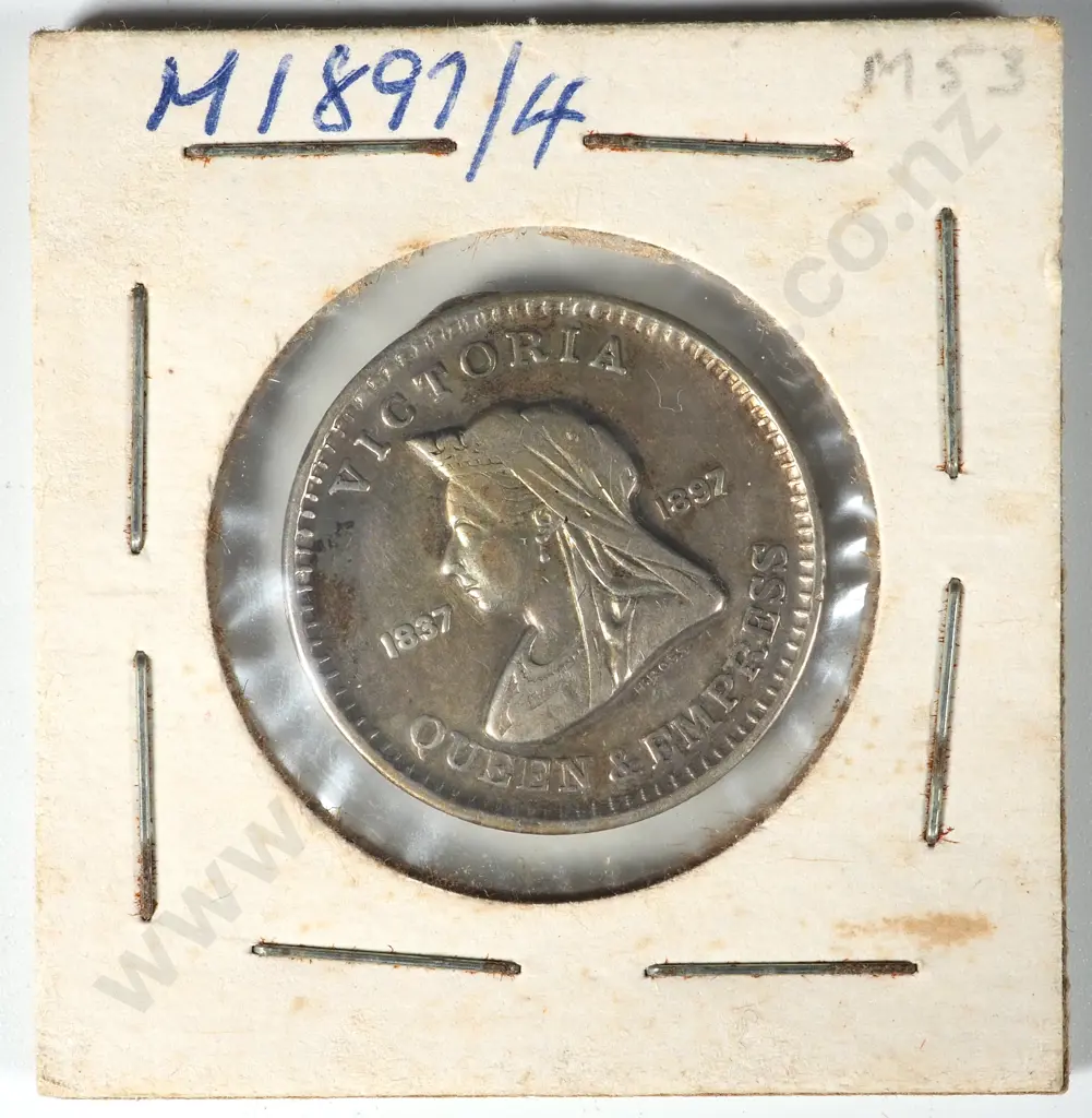 New Zealand 1837-1897 50 Commemorative The Sixtieth Year of Reign Silver Token - H Ross  Image 1++