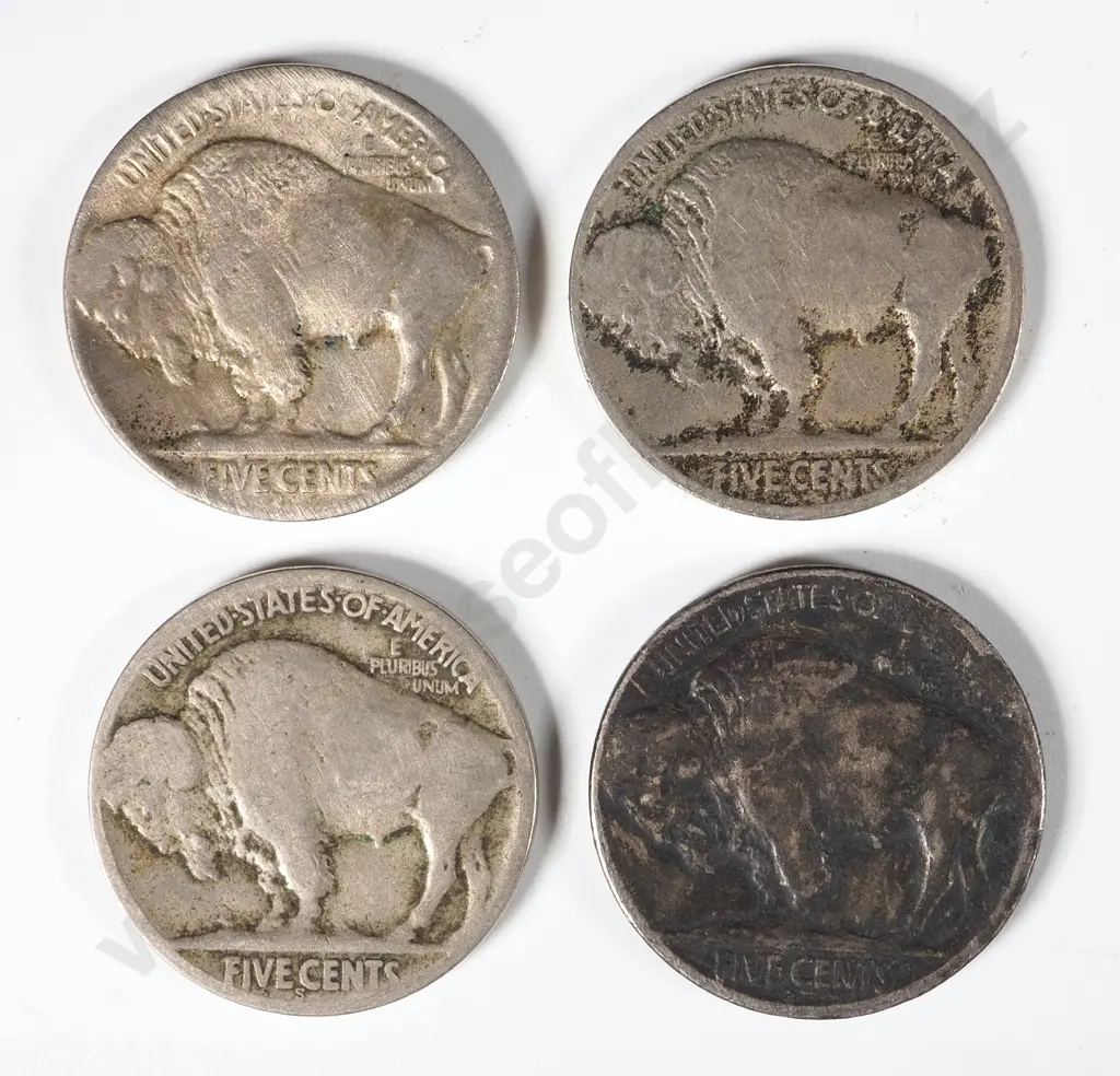 Four United States Indian Head Nickel: 1915 /1916 / 1917 /1920 Image 1++