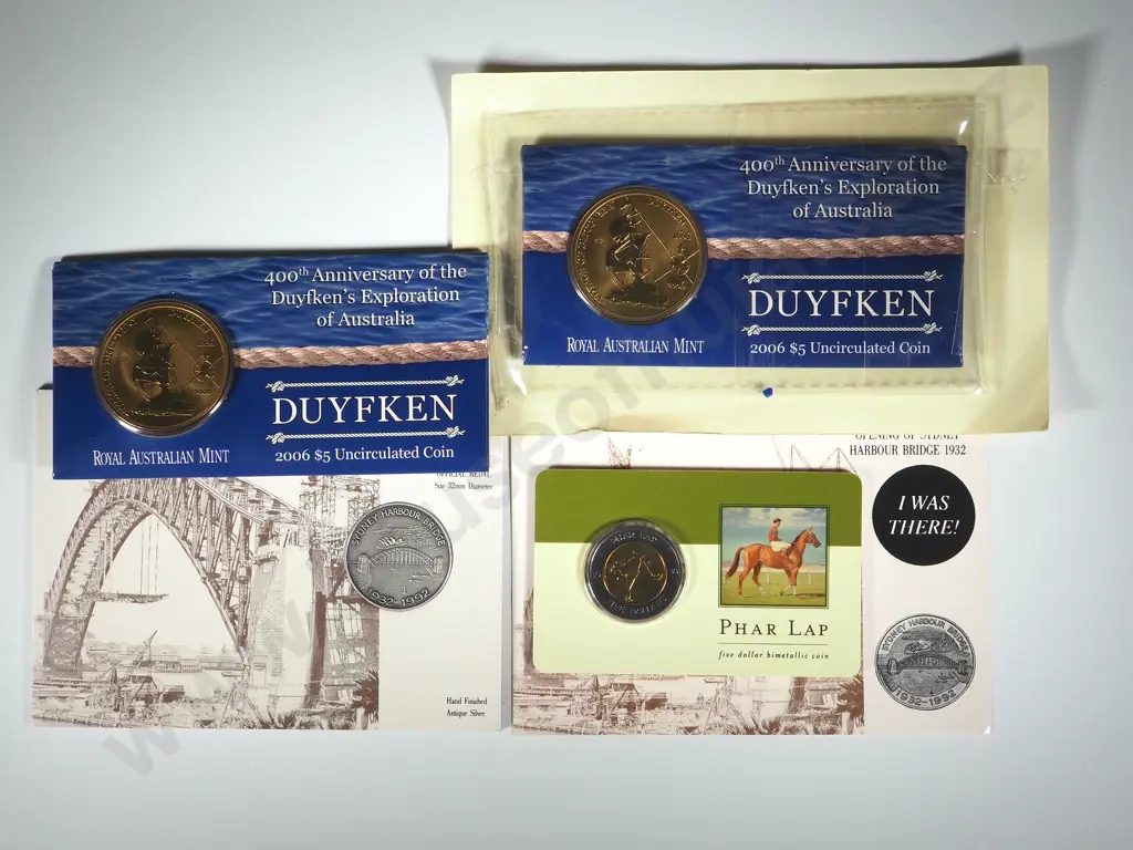 Three Australian $5Coins & Sydney Harbour Bridge Medal  Image 1++