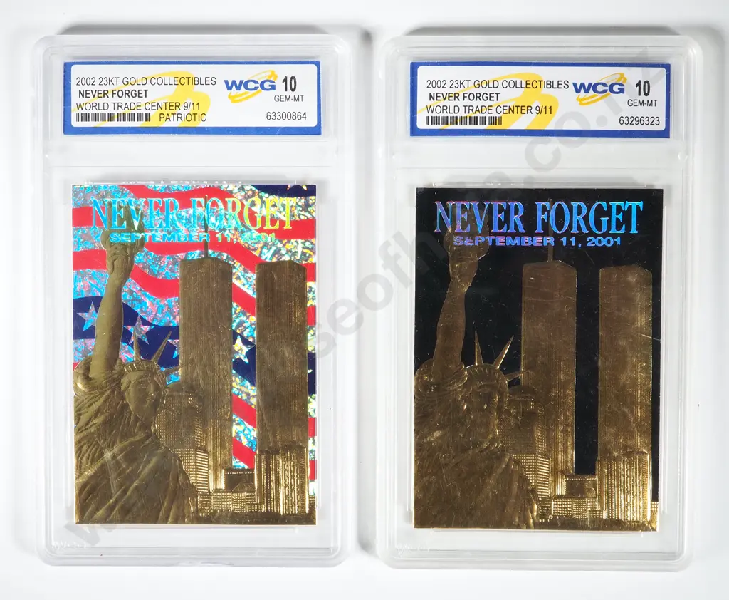 Two Cased 7 Graded United States 9.11 Commemoratives "Never Forget" Image 1++