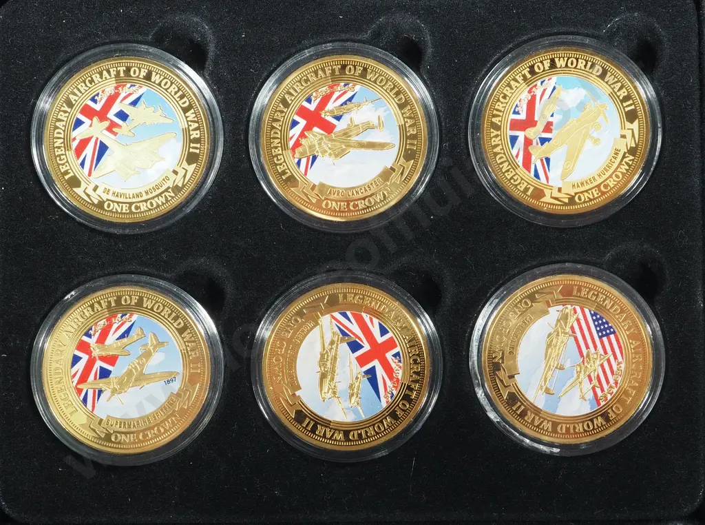 6 Crown Size Commemorative Coins Legendary Aircraft of World War II Image 1++