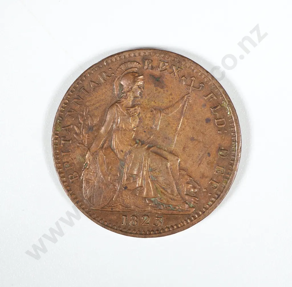 1823 United Kingdom Farthing - EF w Staining CV 55 GBP  Image 1++