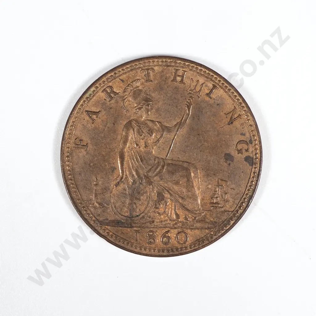 1860 United Kingdom Farthing - Some Original Lustre  Image 1++