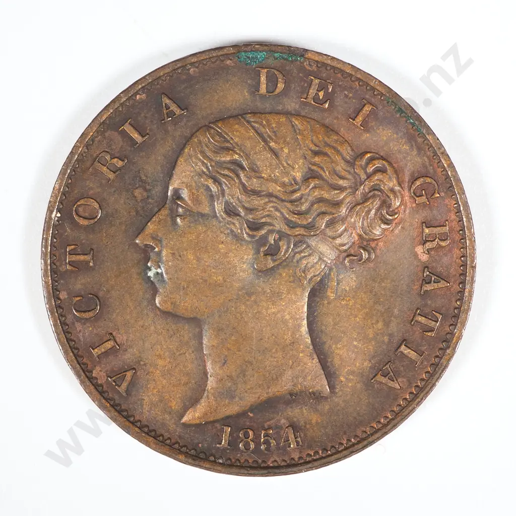 1854 United Kingdom Halfpenny - EF w Rim knock CV 55 GBP  Image 1++