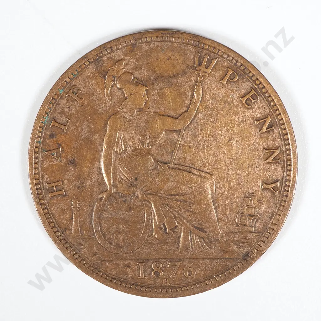 1876 H United Kingdom Halfpenny - EF CV 75 GBP  Image 1++
