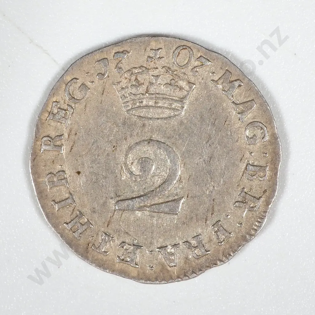 1707 United Kingdom Silver Two Pence - Queen Anne  Image 1++
