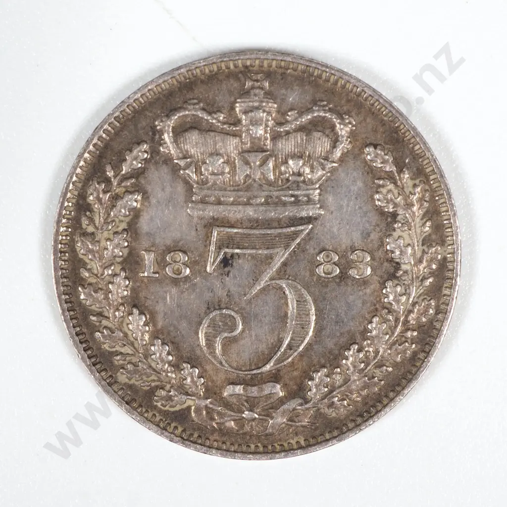 1883 United Kingdom Threepence - Victoria Younghead  Image 1++