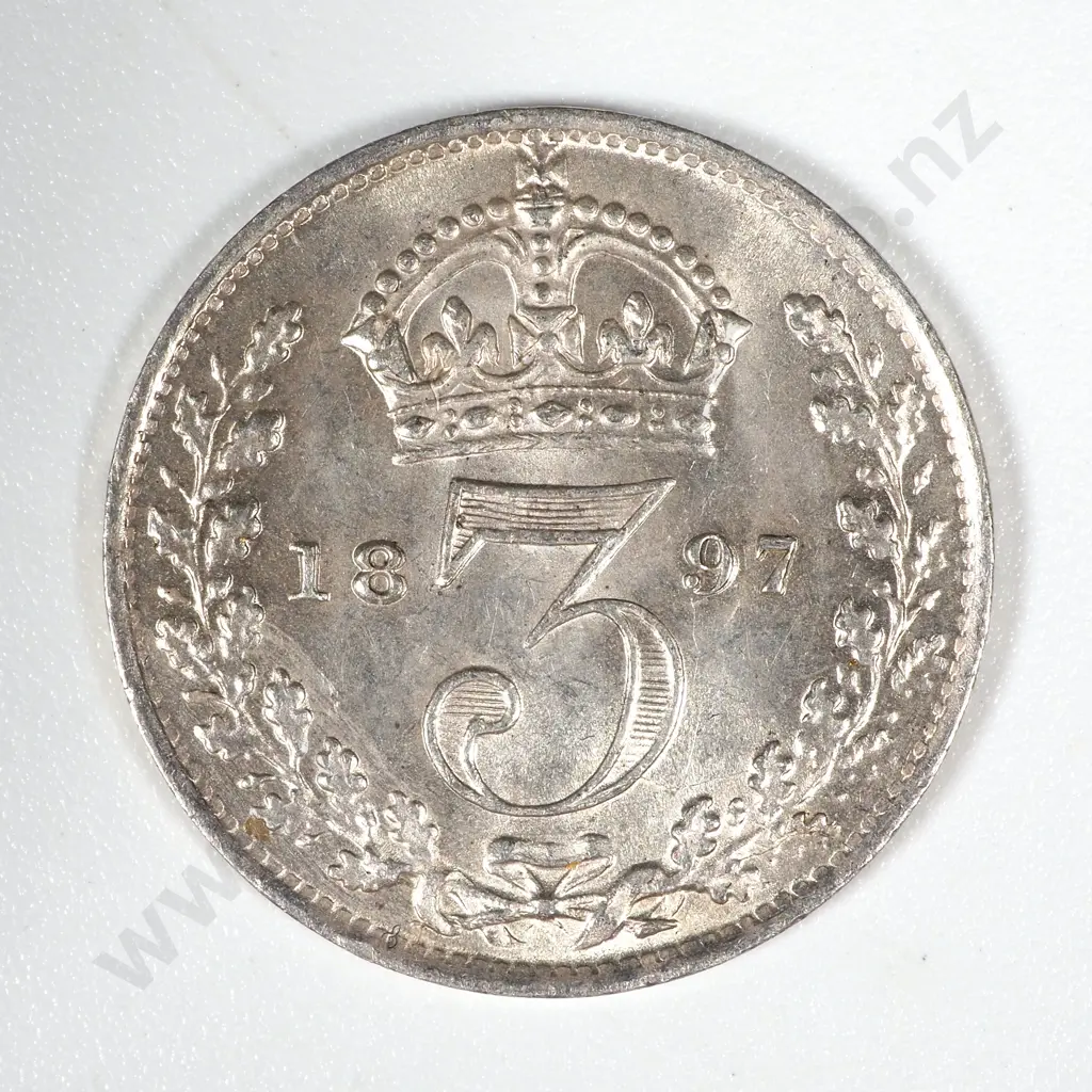 1897 United Kingdom Threepence - Frosted Example  Image 1++