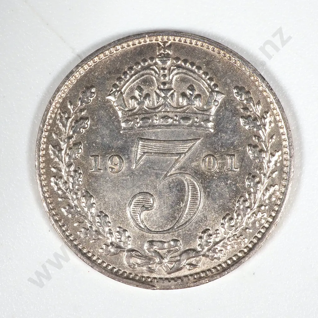 1901 United Kingdom Threepence  Image 1++