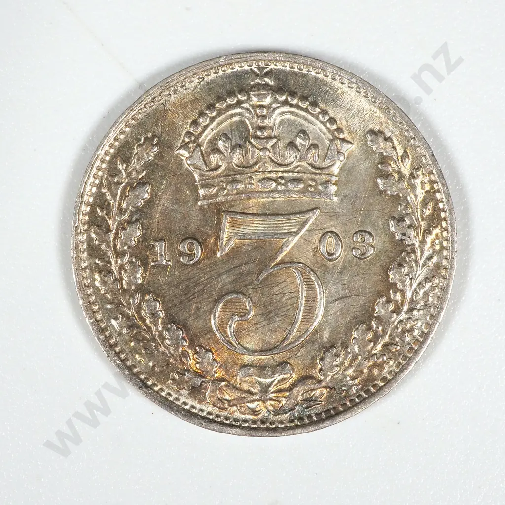 1903 United Kingdom Threepence - UNC CV 65 GBP Image 1++