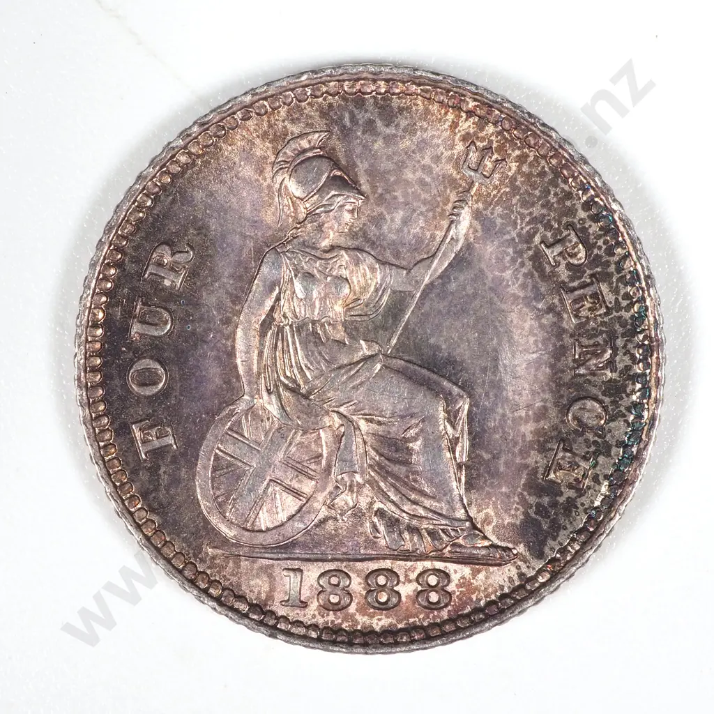 1888 United Kingdom Fourpence Groat Image 1++