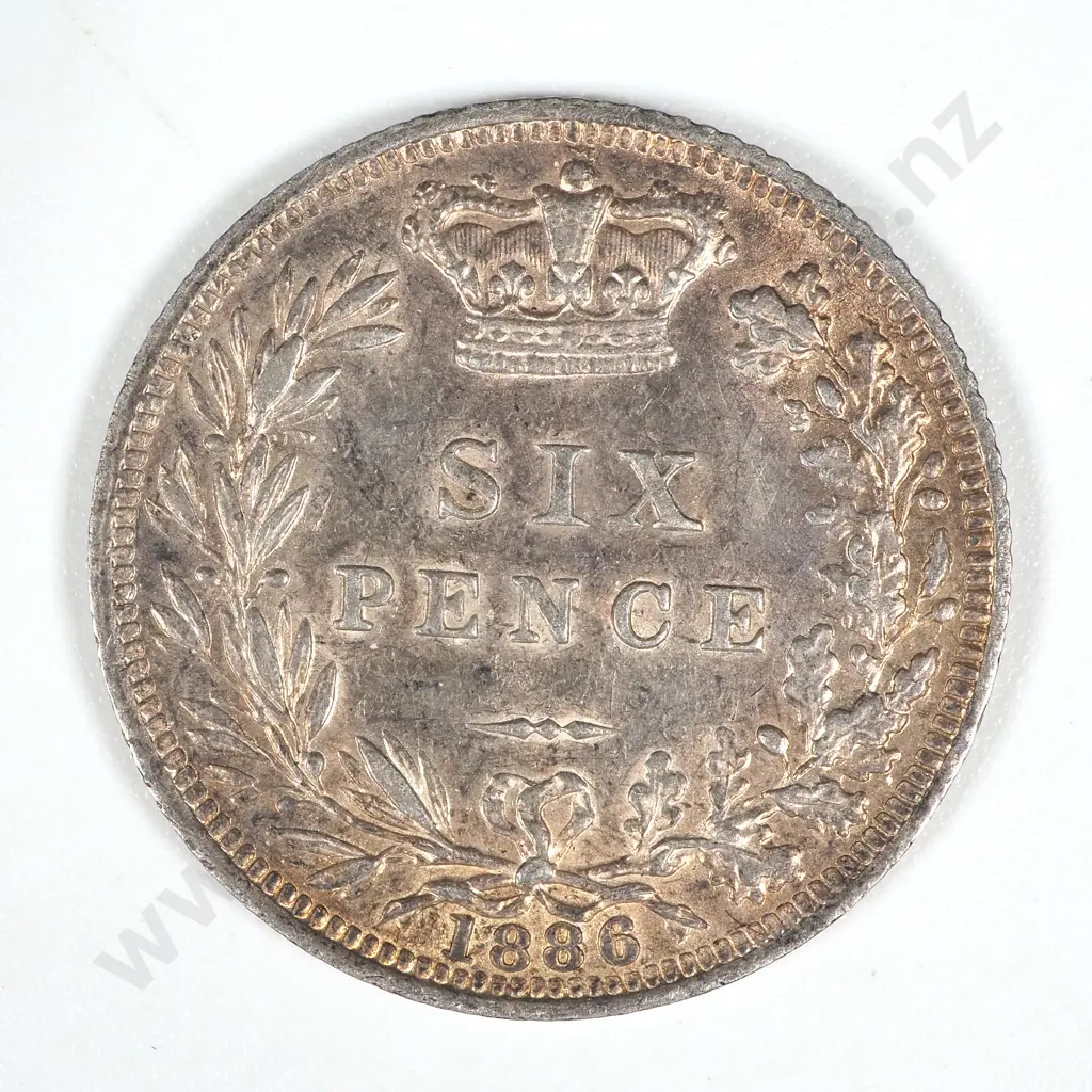 1886 United Kingdom Sixpence  Image 1++