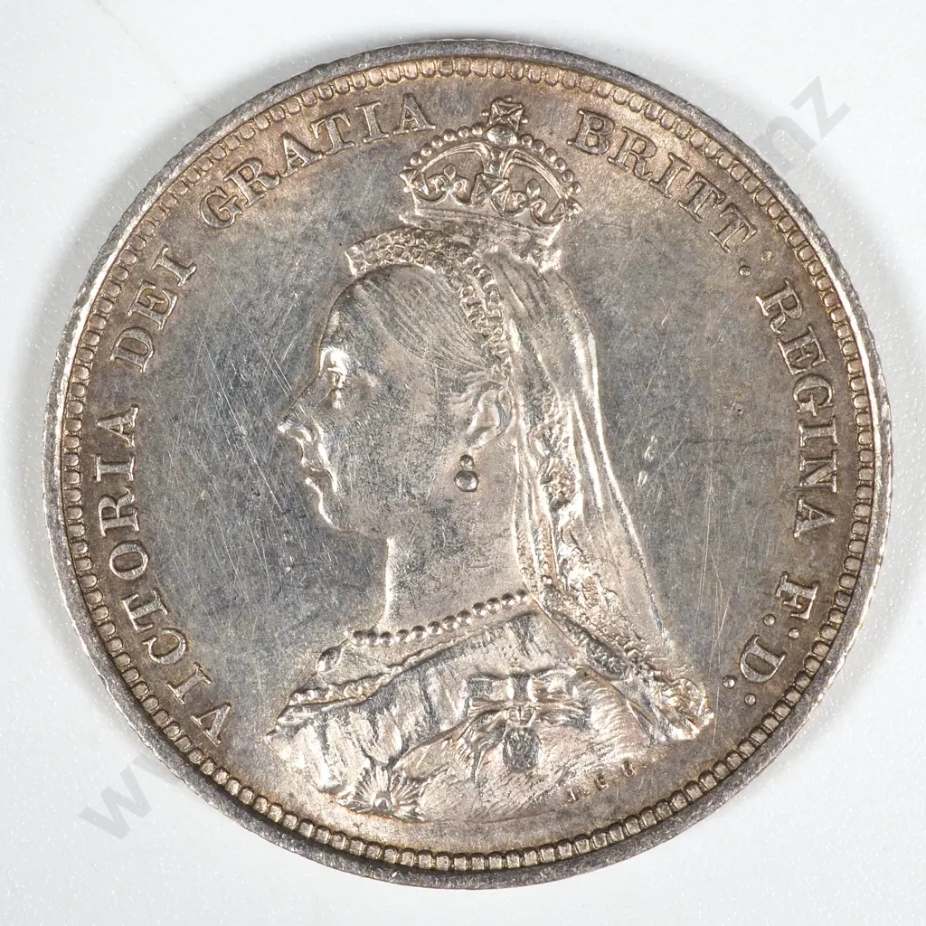 1887 United Kingdom Shilling  Image 1++
