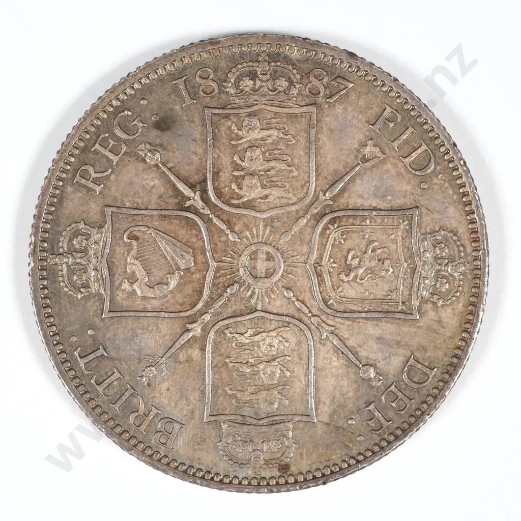 1887 United Kingdom Florin - AUNC CV 50 GBP  Image 1++