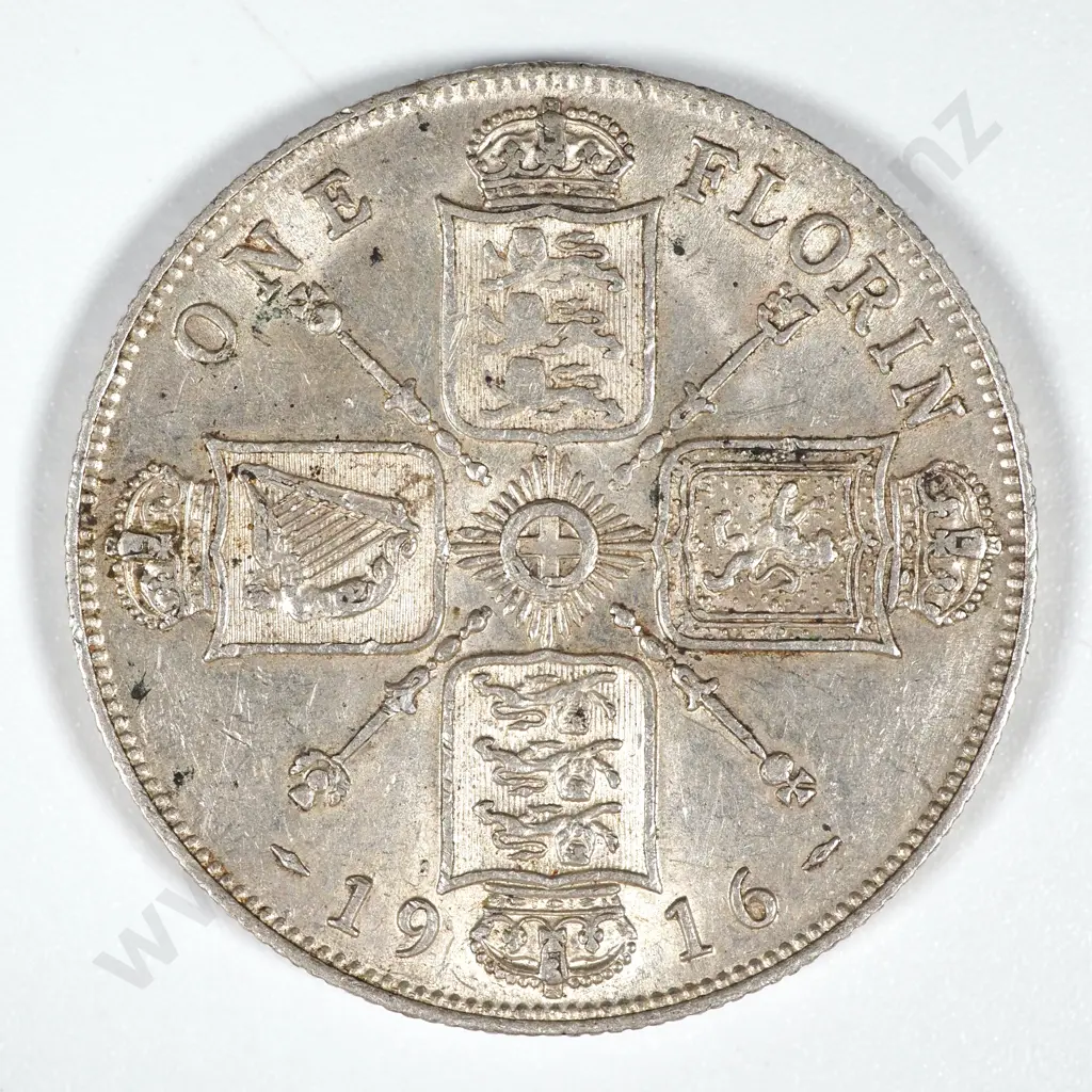 1916 United Kingdom Florin - EF CV 50 GBP  Image 1++