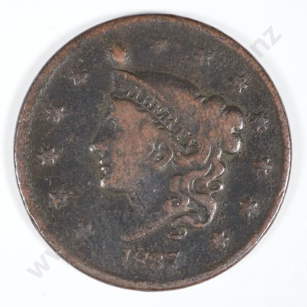1837 United States of America One Cent - F CV 55 USD Image 1++