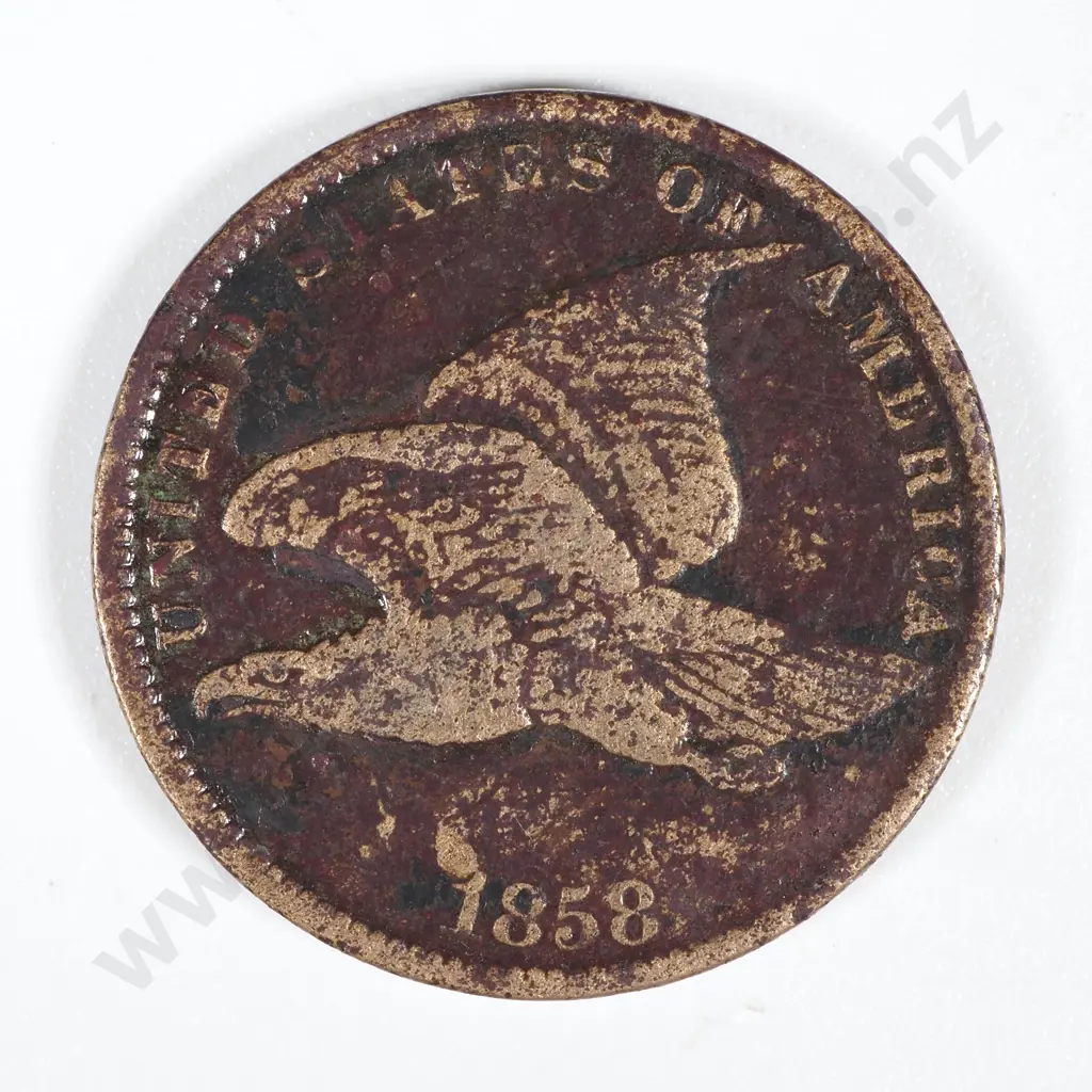 1858 United States of America One Cent - F CV 67 USD Image 1++