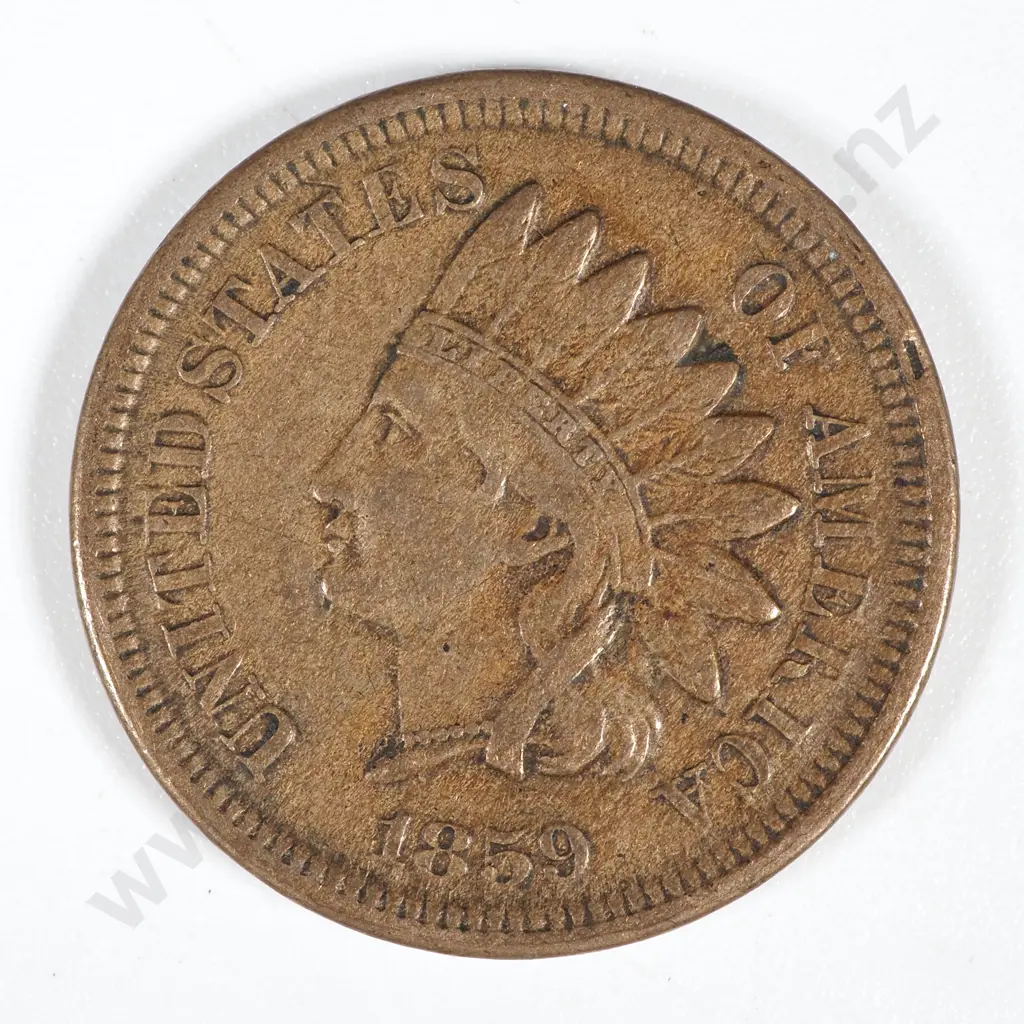 1859 United States of America Indian Head Copper One Cent  Image 1++