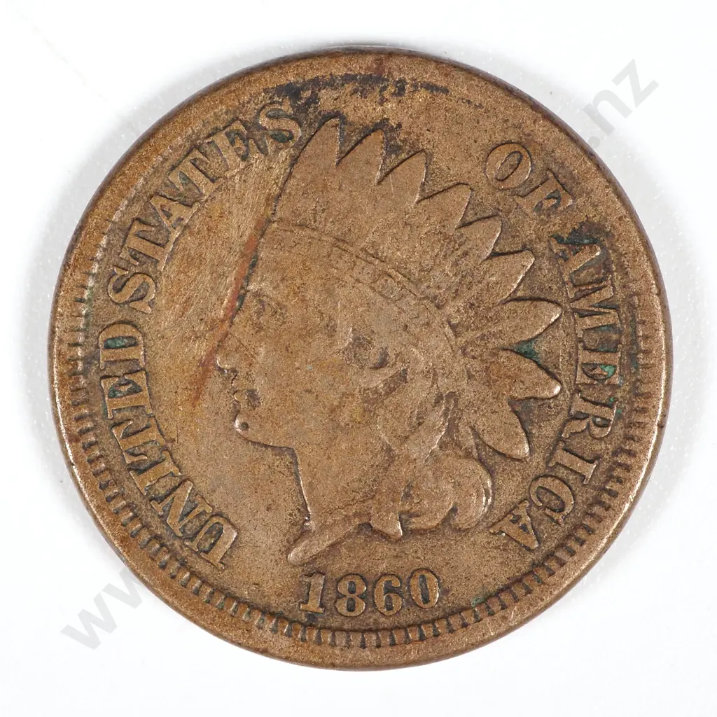 1860 United States of America Indian Head Copper One Cent  Image 1++