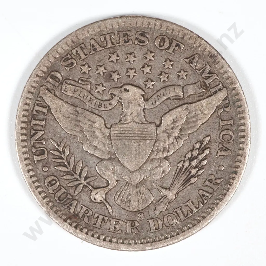 1902 S United States of America Quarter Dollar - VF w Spot CV 123 USD Image 1++