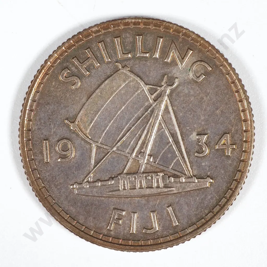 1934 Fiji Shilling - AUNC  Image 1++