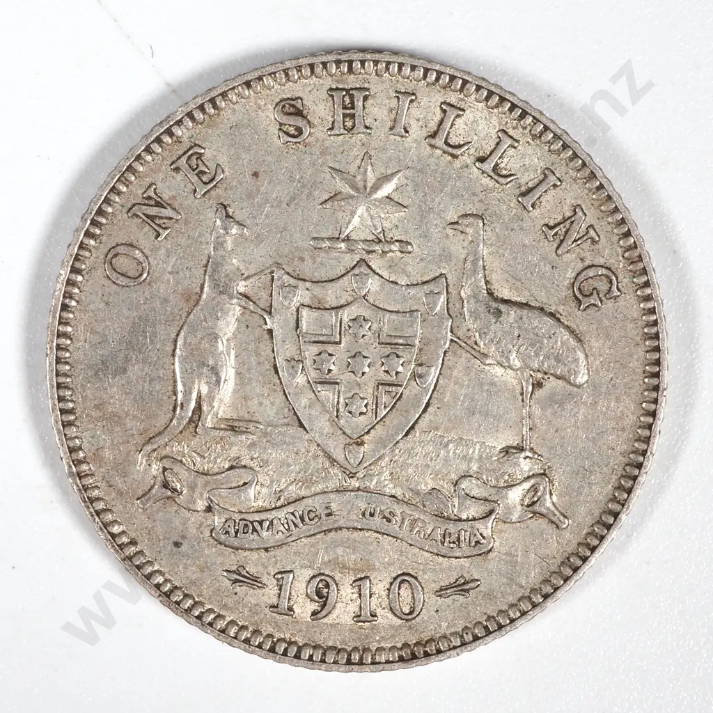 1910 Australia Shilling - First Year  Image 1++