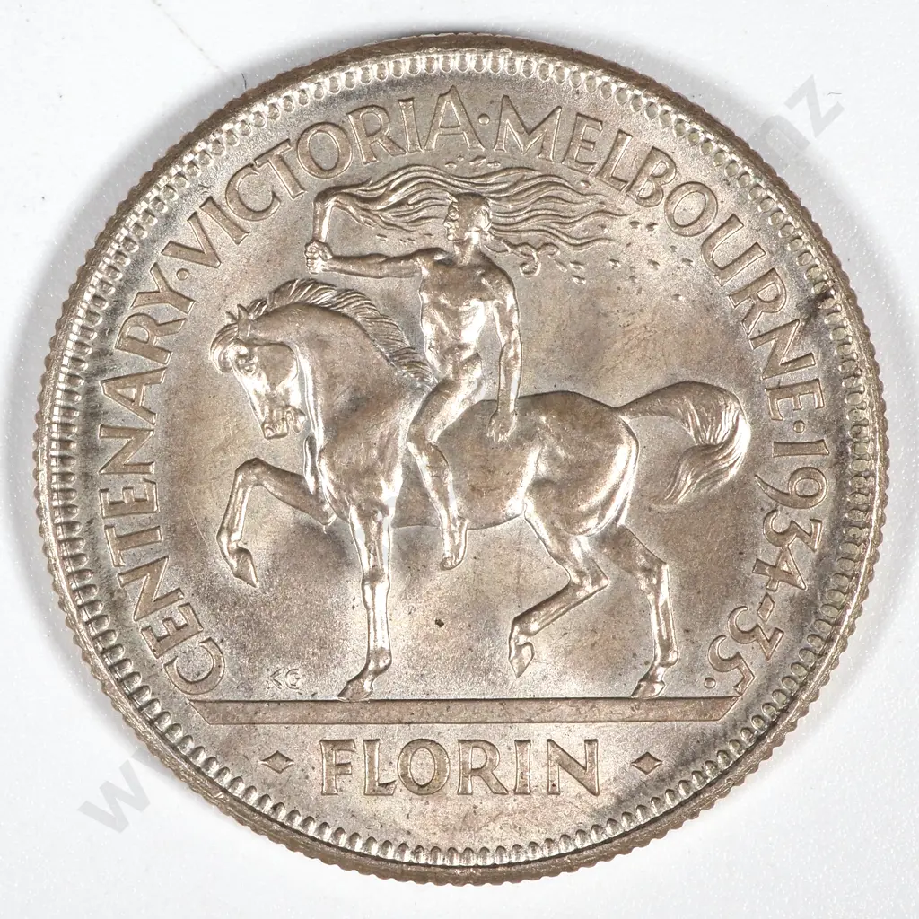 1934-35 Australia Melbourne Centenary Florin - UNC  Image 1++