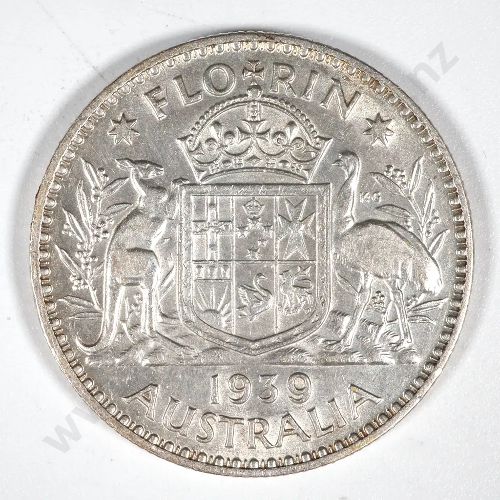 1939 Australia Florin - Low Mintage Image 1++