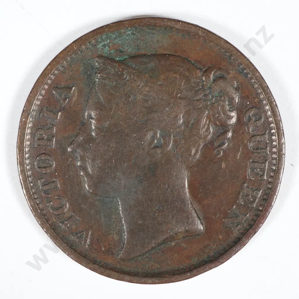 1845 Straits Settlement 1/2 Cent  Image 1++