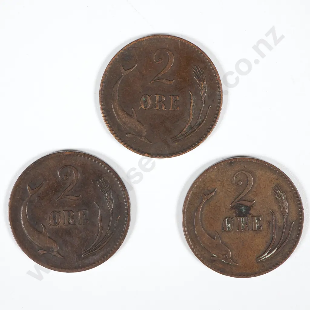 1874/1875/1881 Denmark Two Ore - VF Image 1++