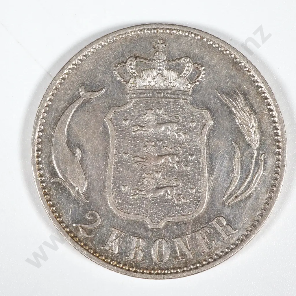 1875 Denmark Silver 2 Kroner  Image 1++