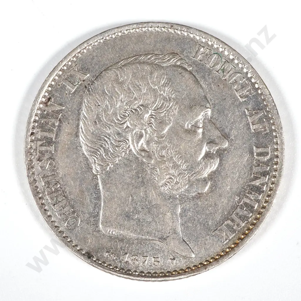 1875 Denmark Silver 2 Kroner  Image 1++