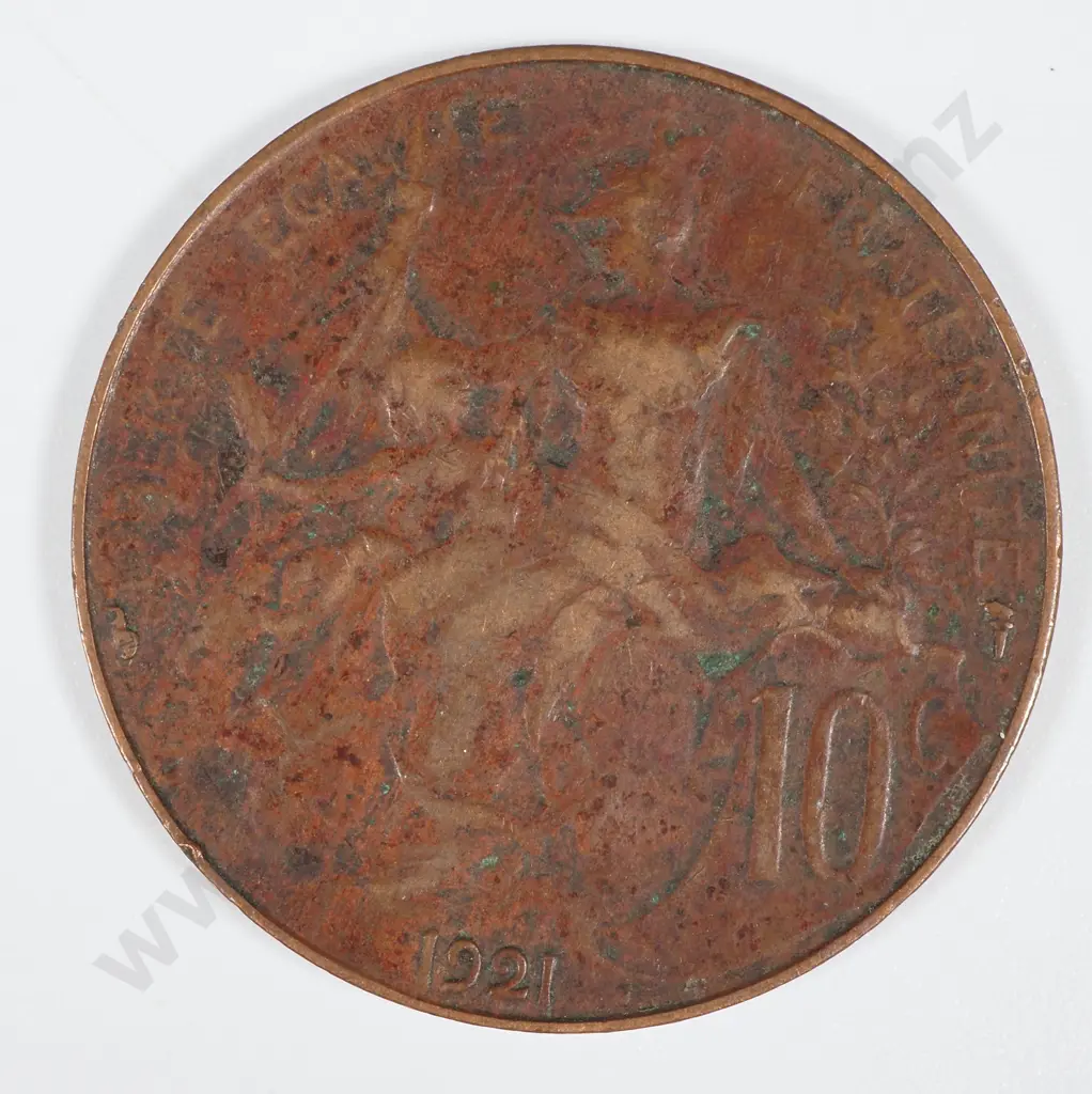 1921 France 10 Centimes - VF Image 1++