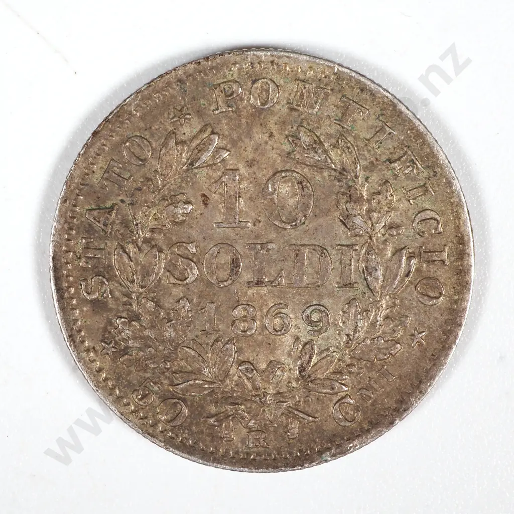 1869 Italy Papal - States 10 Soldi  Image 1++