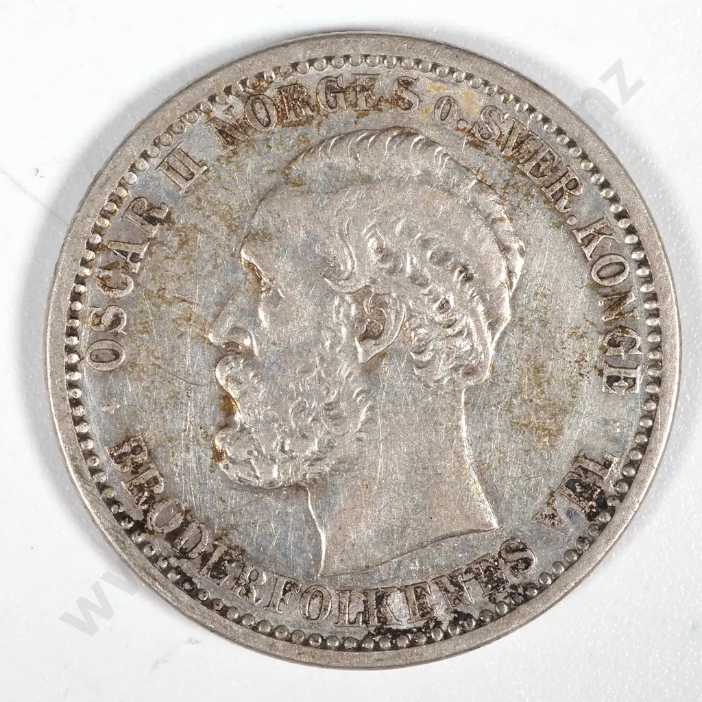 1901 Norway Silver 50 Ore Image 1++
