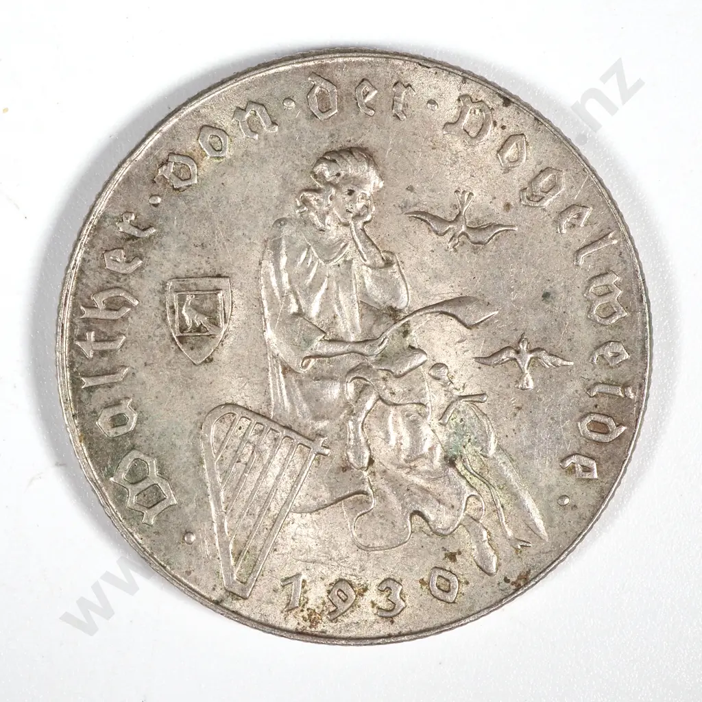 1930 Austria Silver 2 Schilling Vogelweide Image 1++