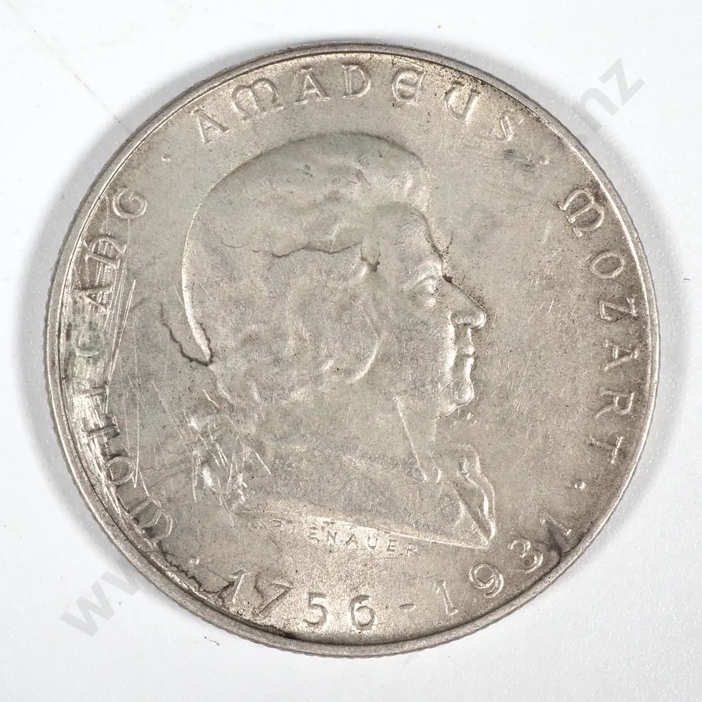 1931 Austria Silver 2 Schilling - Mozart Commemorative  Image 1++