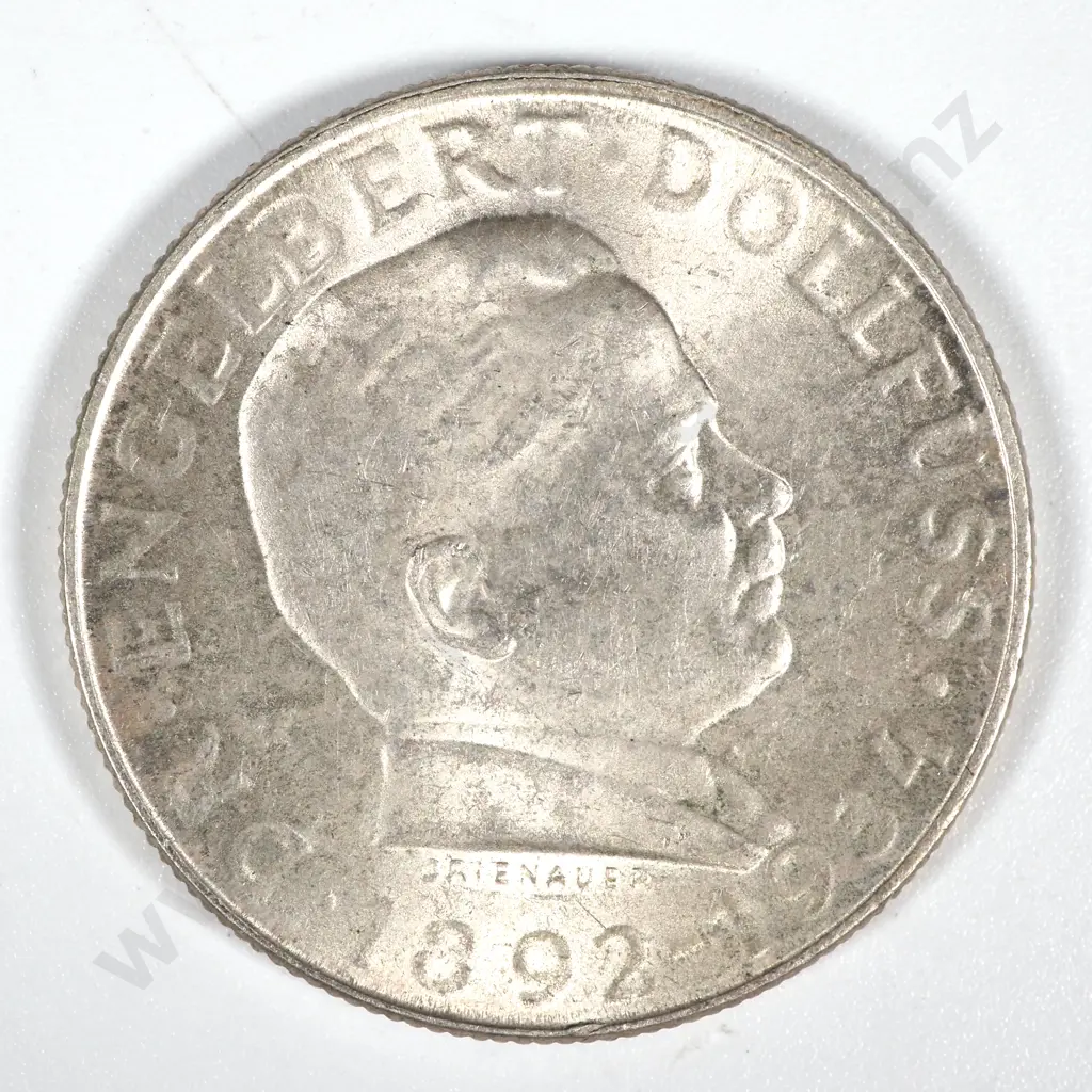 1934 Austria Silver 2 Schilling - Dollfuss Commemorative  Image 1++