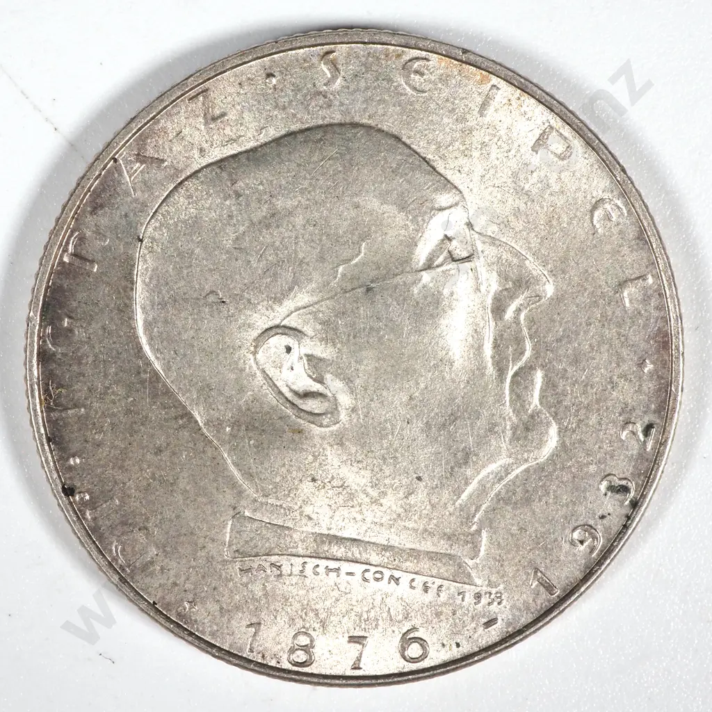 1933 Austria silver 2 Schilling - Dr Seipal Commemorative  Image 1++