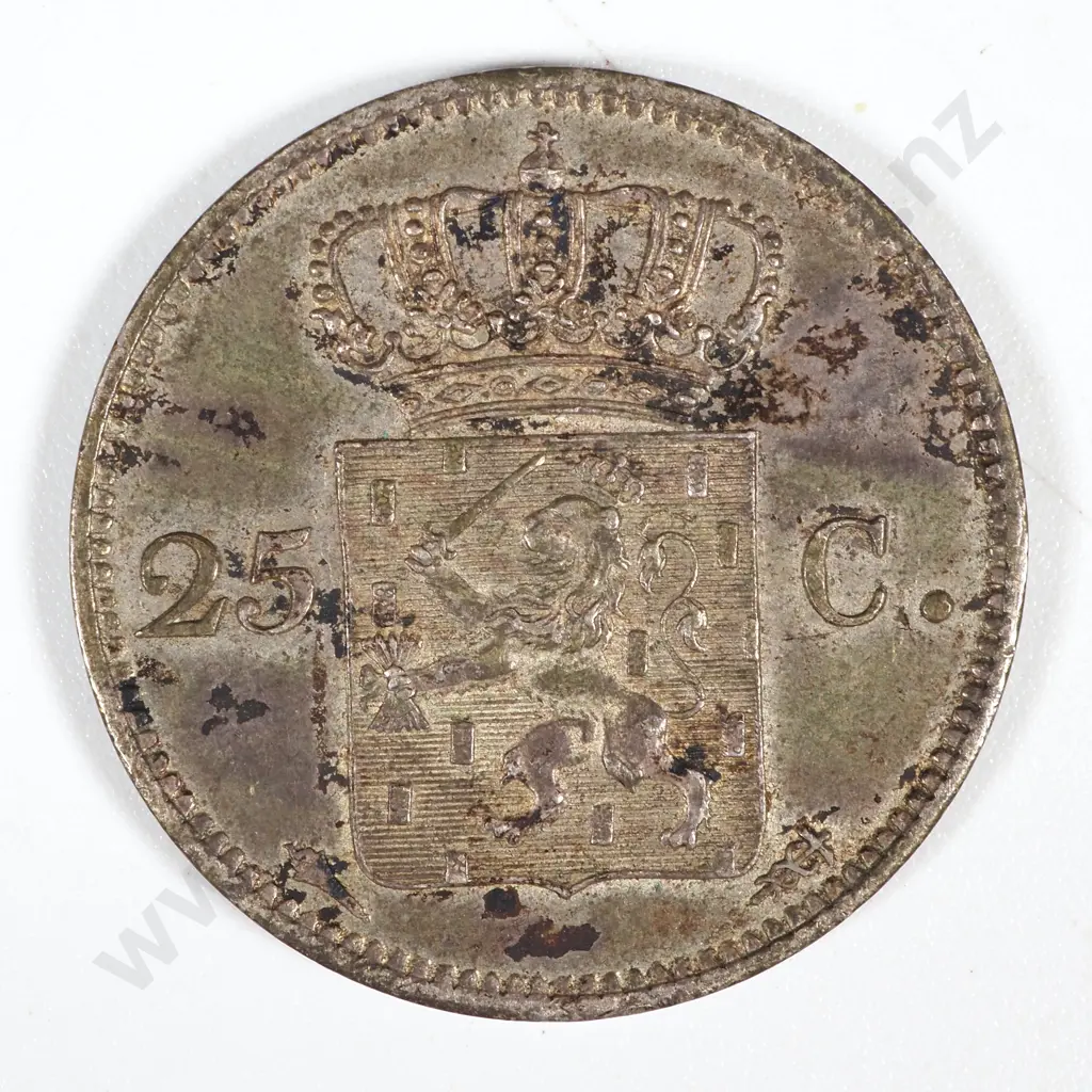 1825 Netherlands Silver 25 Centi - Very Little Wear  Image 1++
