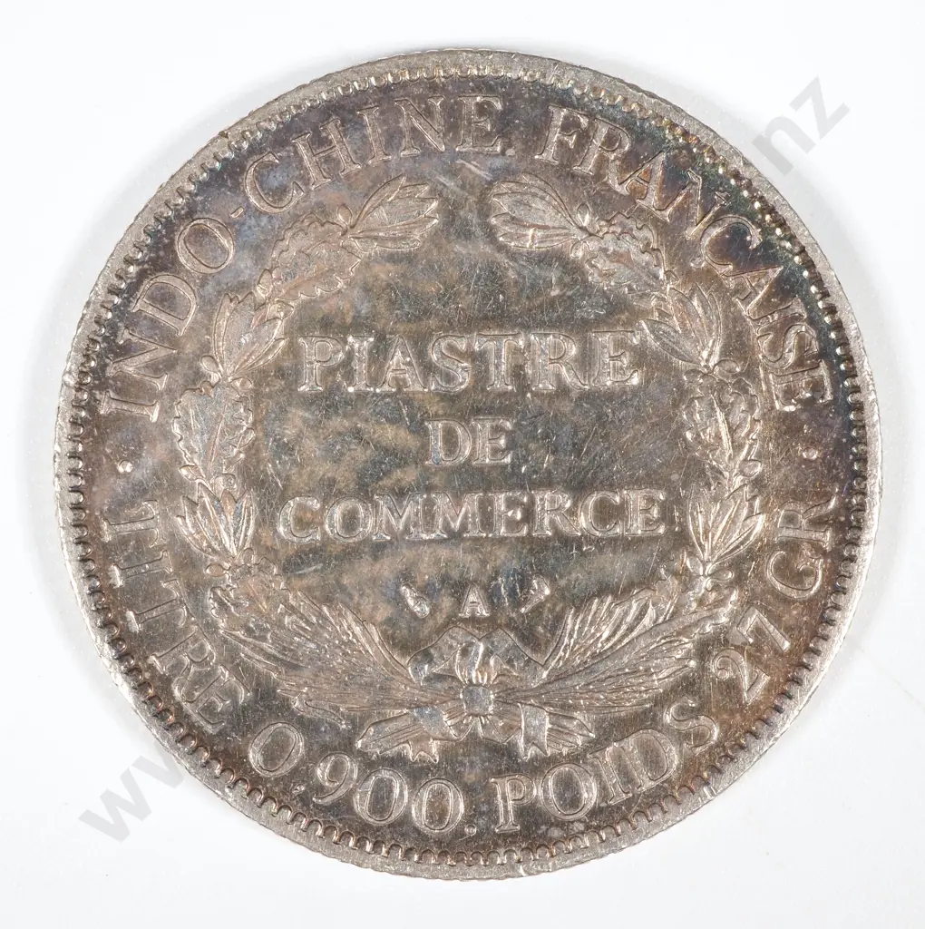 1906 French Indo-China One Piastre - EF but cleaned non abrasivley  Image 1++