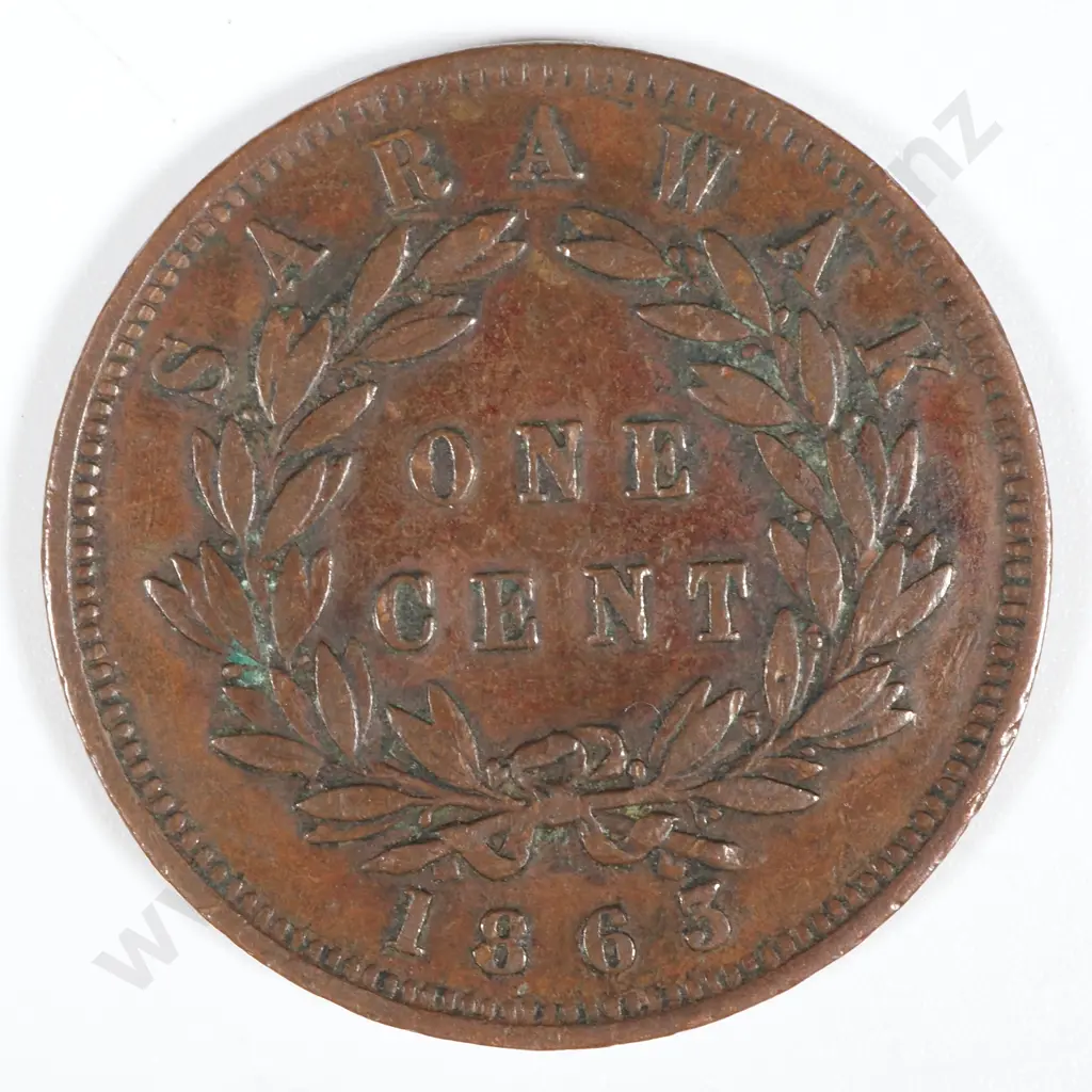 1863 Sarawak One Cent Coin  Image 1++
