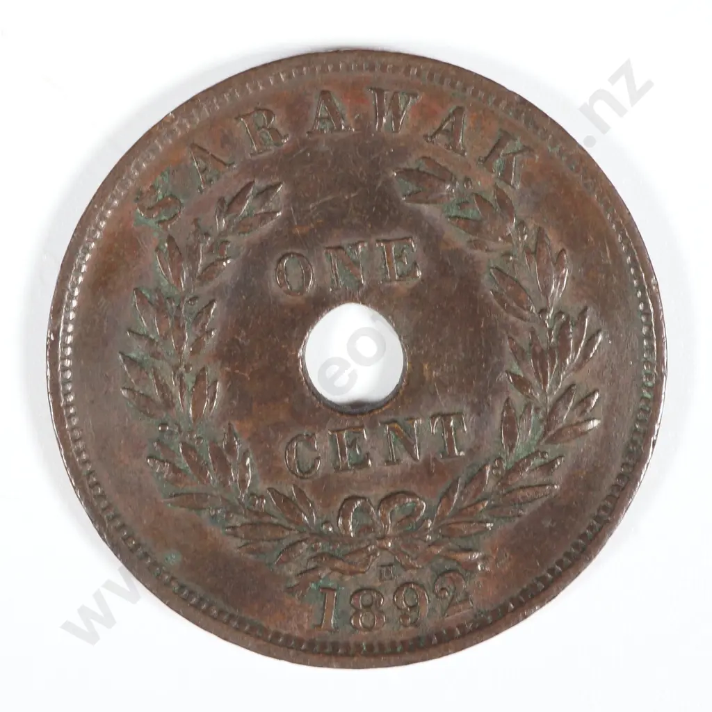 1892 Sarawak One Cent Coin Image 1++