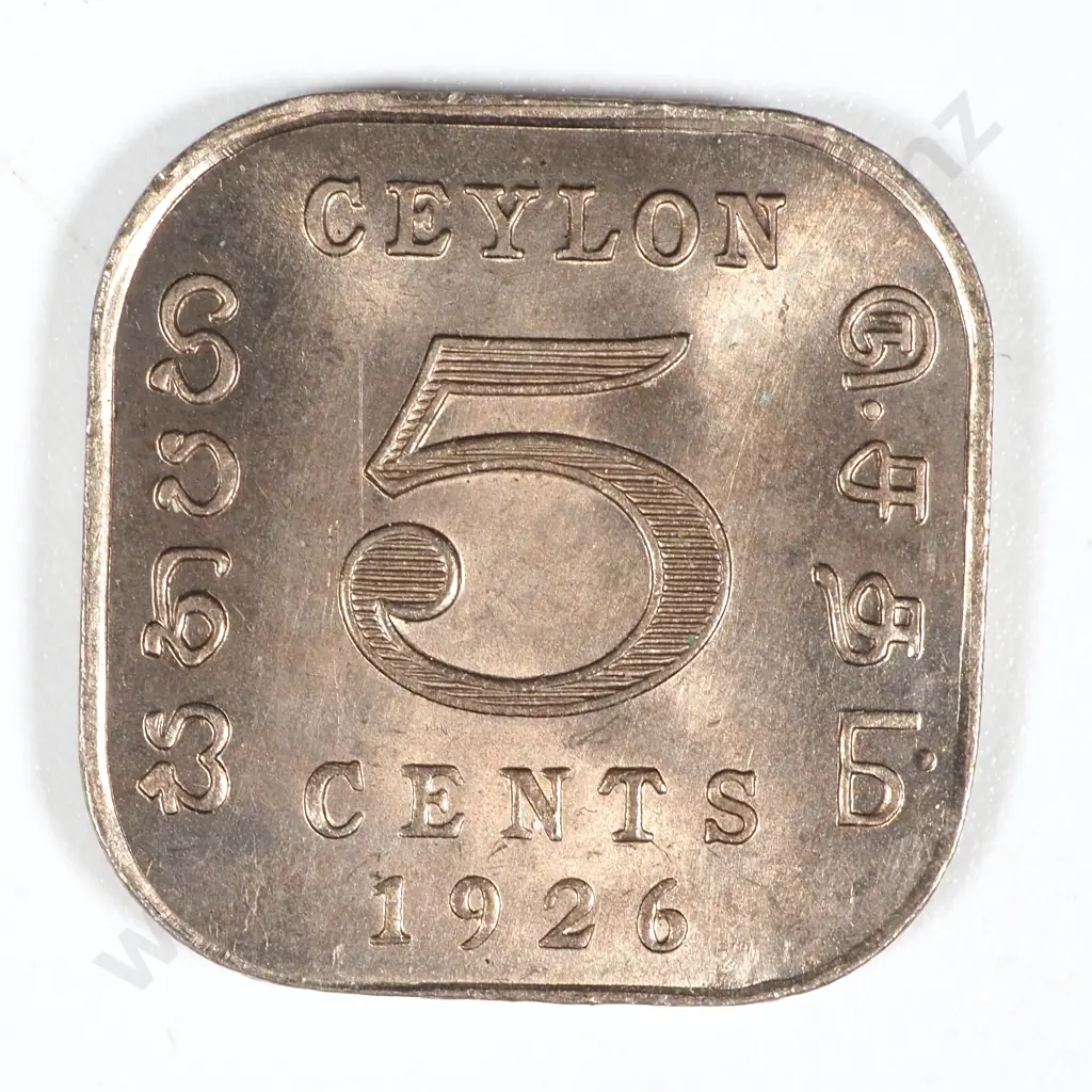 1926 Ceylon 5 Cent - Good Lustre  Image 1++